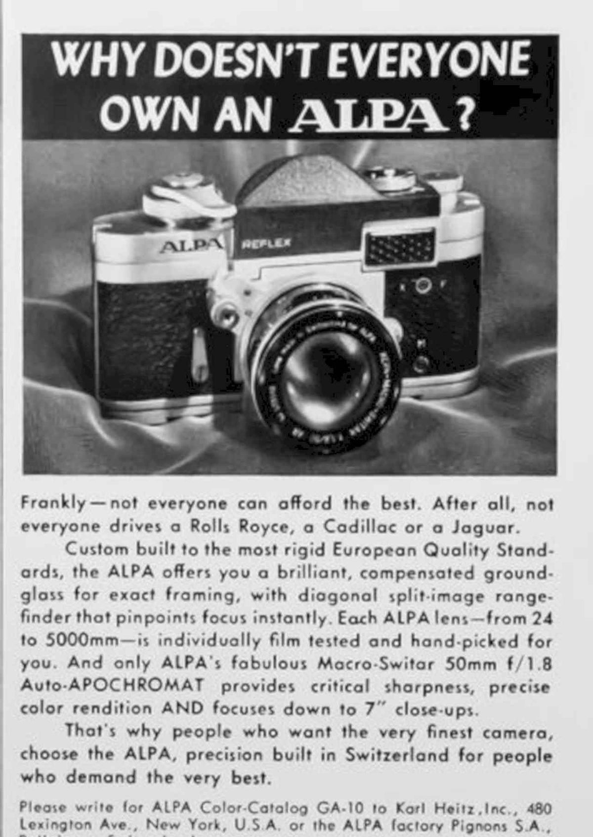 Alpa Reflex Camera Vintage Retro Advert Poster A4 Photo Print