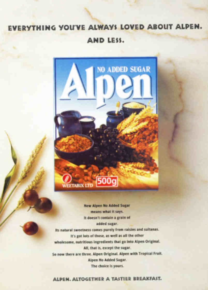 Alpen No Added Vintage Retro Advert Poster A4 Photo Print