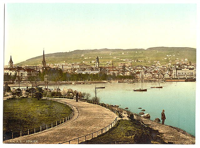 Alpenquay and Zurichberg Zurich Vintage A4 Photo Print