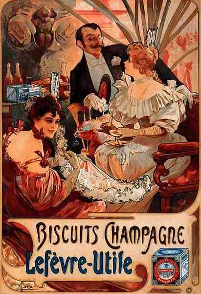 Alphonse Maria Mucha Biscuits Champagne Lefevre Utile A4 Photo Print