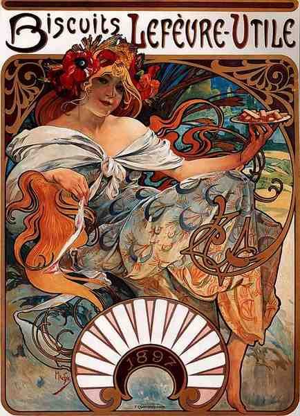 Alphonse Maria Mucha Biscuits Lefevre Utile Litho A4 Photo Print