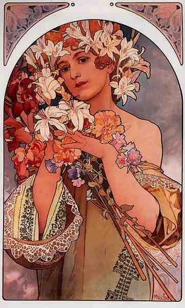 Alphonse Maria Mucha Flower Litho A4 Photo Print