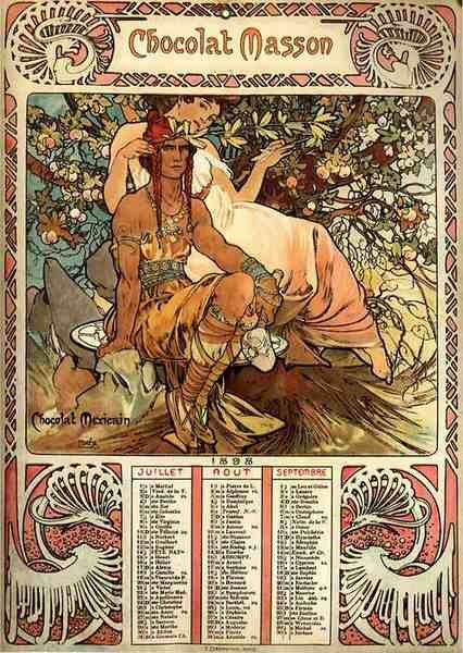 Alphonse Maria Mucha Manhood Calendar A4 Photo Print