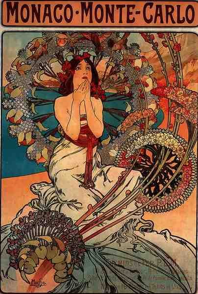 Alphonse Maria Mucha Monaco Monte Carlo Litho A4 Photo Print