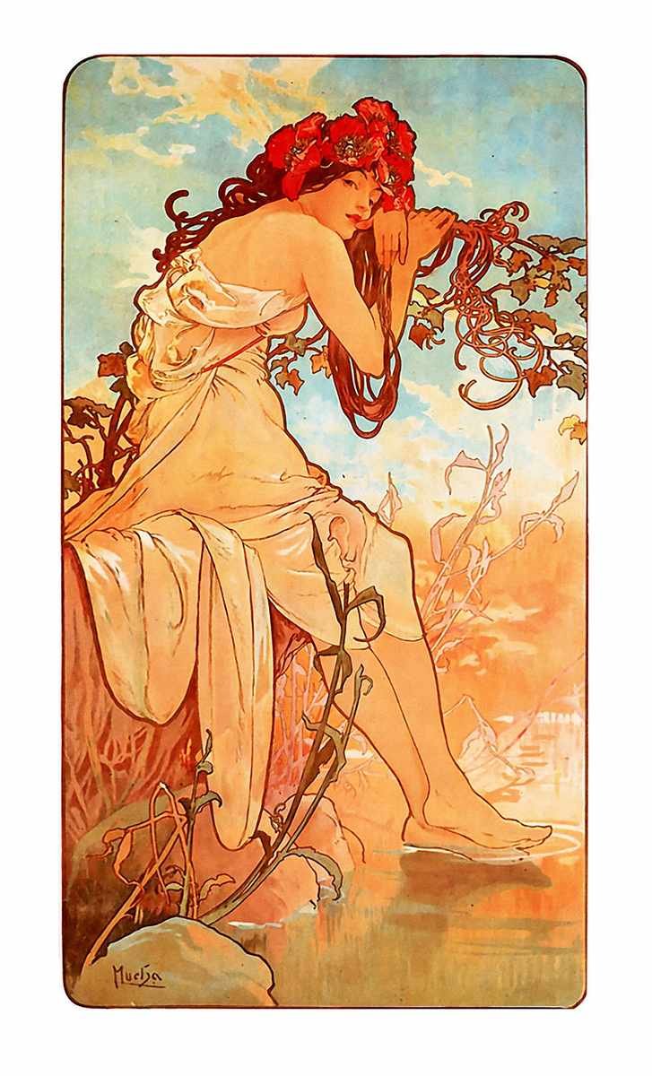Alphonse Maria Mucha Summer panel PLUS A4 Photo Print