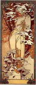 Alphonse Maria Mucha Winterpanel A4 Photo Print