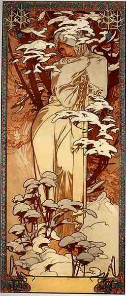Alphonse Maria Mucha Winterpanel A4 Photo Print