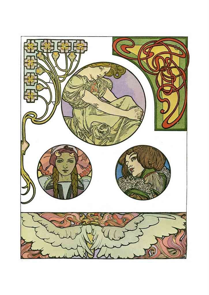 Alphonse Mucha 2 100 art nouveau Vintage Illustration A4 Photo Print