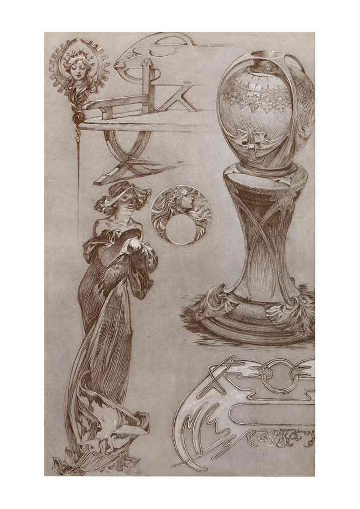 Alphonse Mucha 2 121 art nouveau Vintage Illustration A4 Photo Print