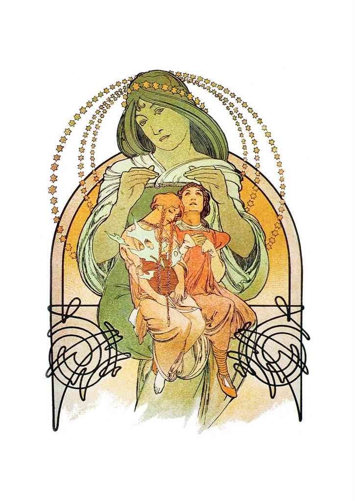 Alphonse Mucha 2 131 art nouveau Vintage Illustration A4 Photo Print