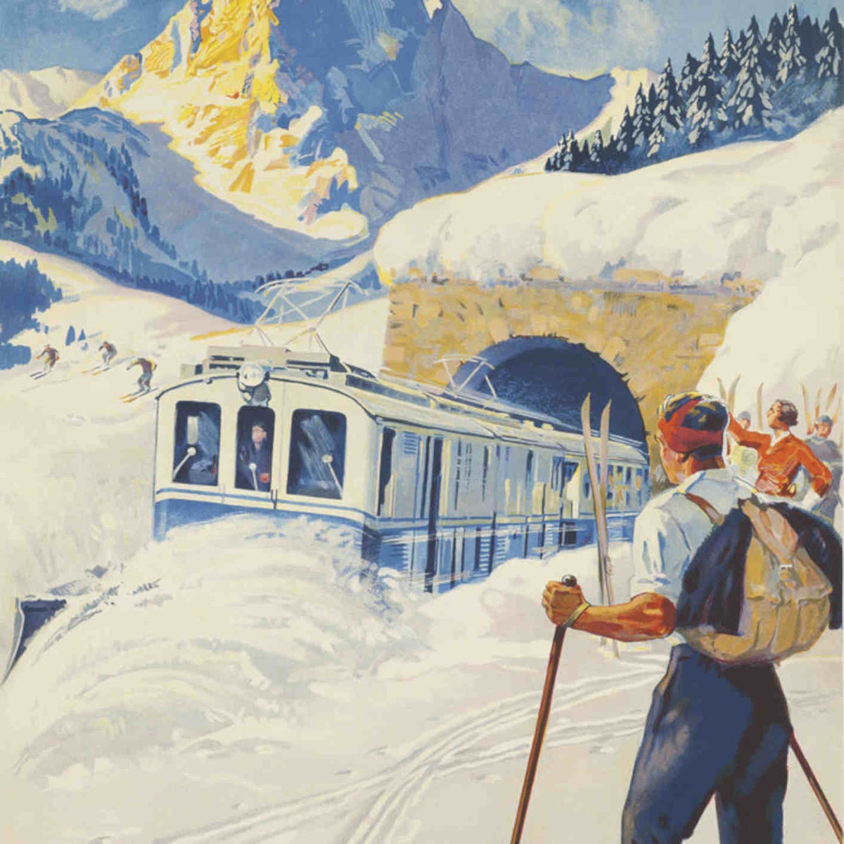 Alpine Ski Train Vintage Retro Advert Poster A4 Photo Print