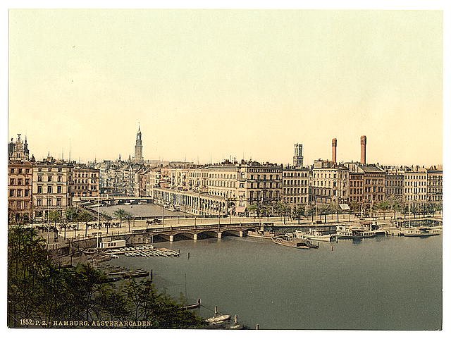 Alster Arcade Hamburg Vintage A4 Photo Print