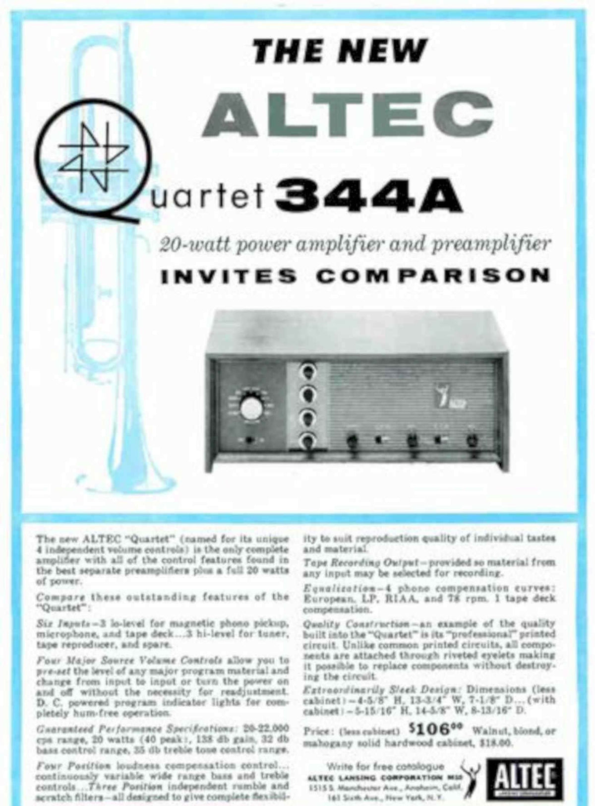 Altec Quartet 344a Vintage Retro Advert Poster A4 Photo Print