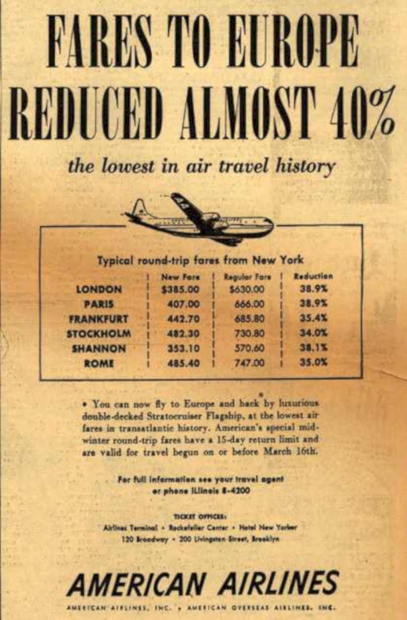 American Airlines Europe 2 Vintage Retro Advert Ads A4 Photo Print