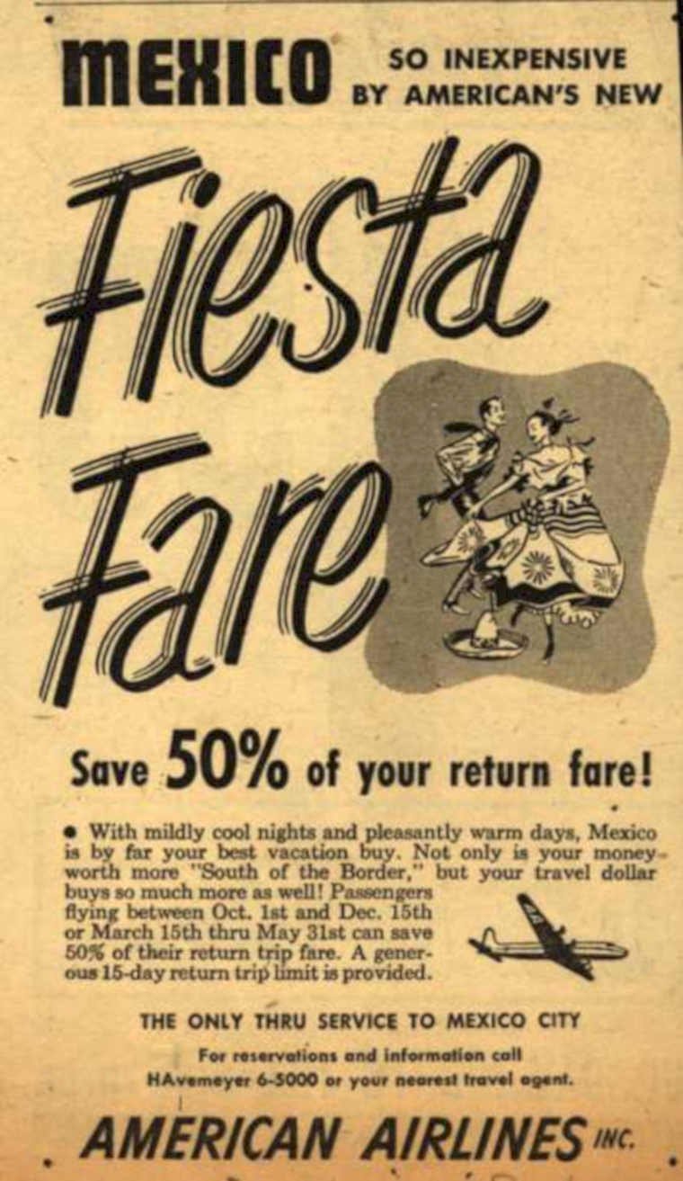 American Airlines Fiesta Vintage Retro Advert Ads A4 Photo Print