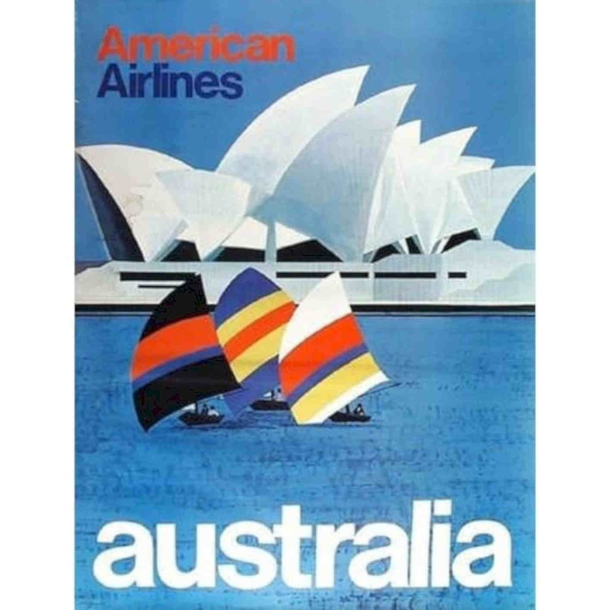 American Airlines Flights To Australia Airline Poste Vintage Retro Advert Poste