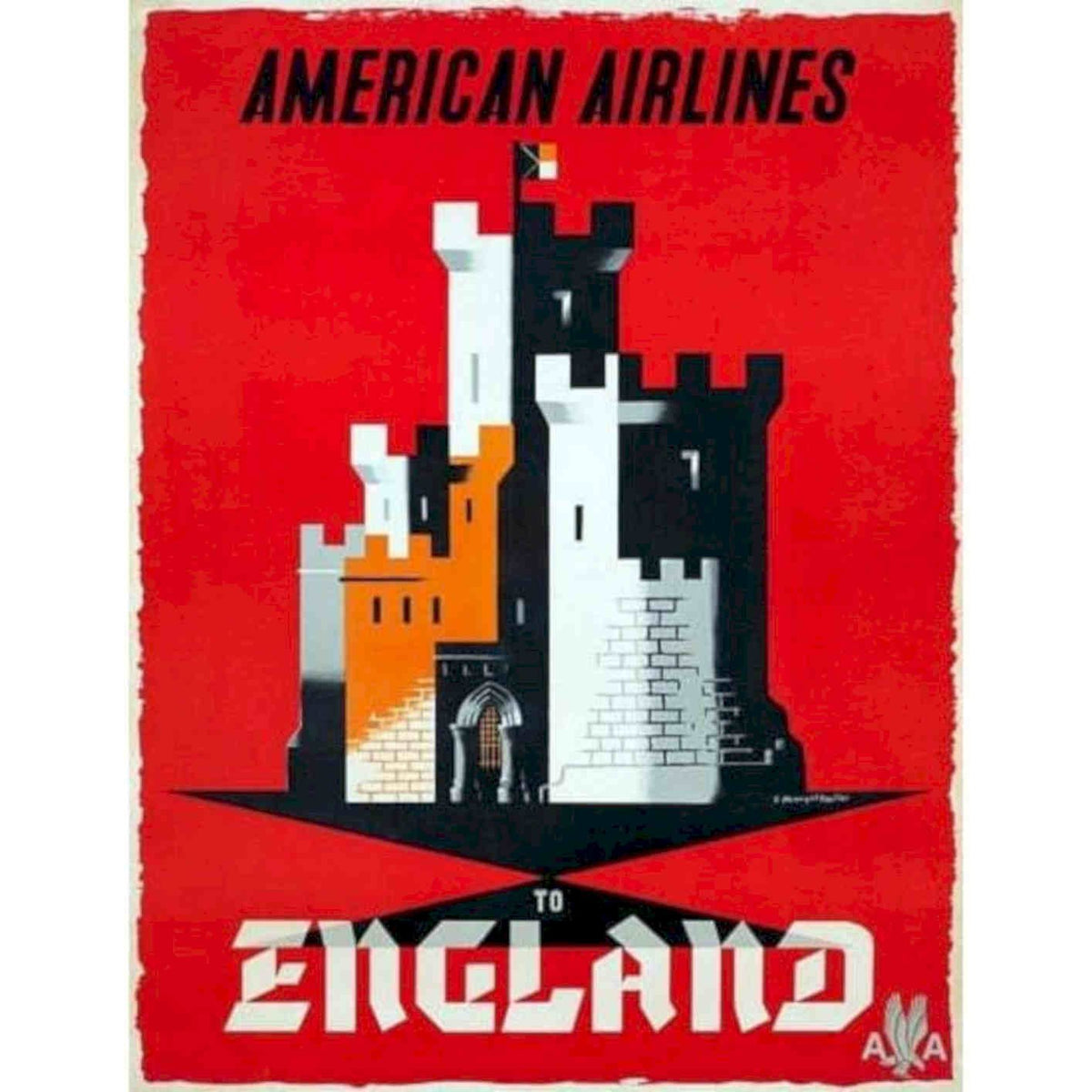 American Airlines Flights To England Vi Vintage Retro Advert Poster A4 Photo Pr