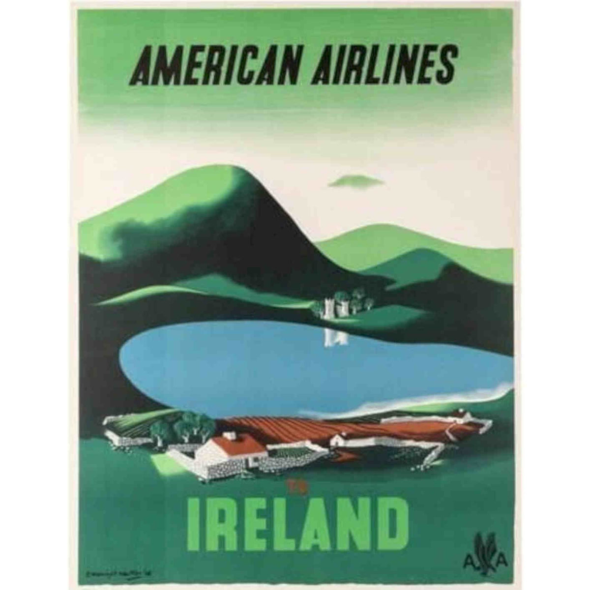 American Airlines Flights To Ireland Vi Vintage Retro Advert Poster A4 Photo Pr