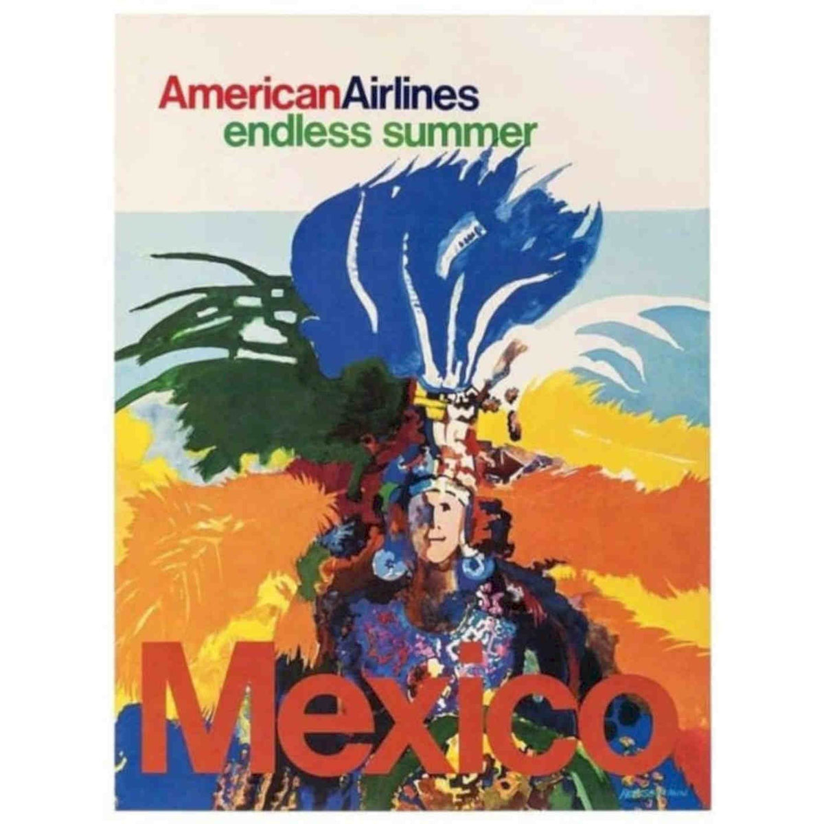 American Airlines Flights To Mexico V Vintage Retro Advert Poster A4 Photo Prin