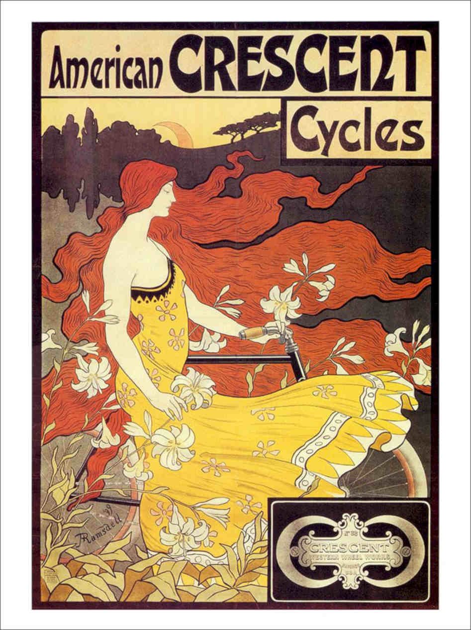 American Crescent Cycles Fredrick Ramsdell 1899 Vintage Retro Advert Poster A4 