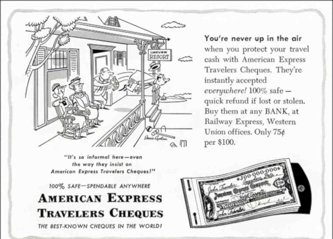 American Express Travelers 2 Vintage Retro Advert Poster A4 Photo Print