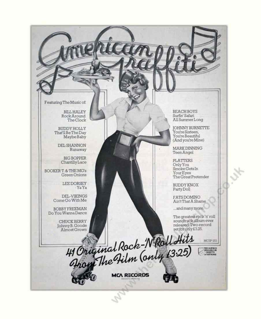 American Graffiti Soundtrack Vintage Retro Advert Poster A4 Photo Print