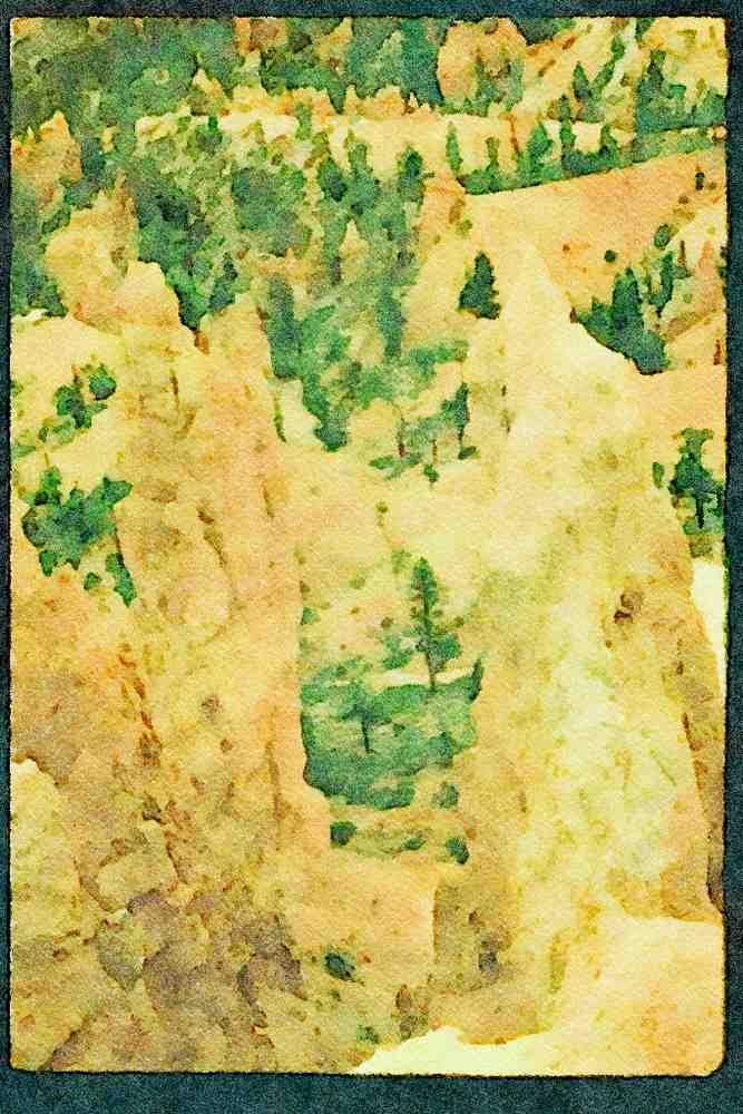 American Landscapes 038002 Weather Carved Pinnacles Bryce Canyon A4 Limited Edition Watercolour Print