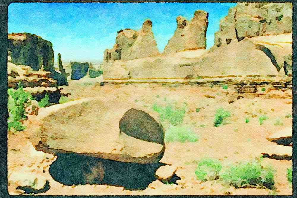 American Landscapes 038004 Red Rock Formations Arches National Park A4 Limited Edition Watercolour Print