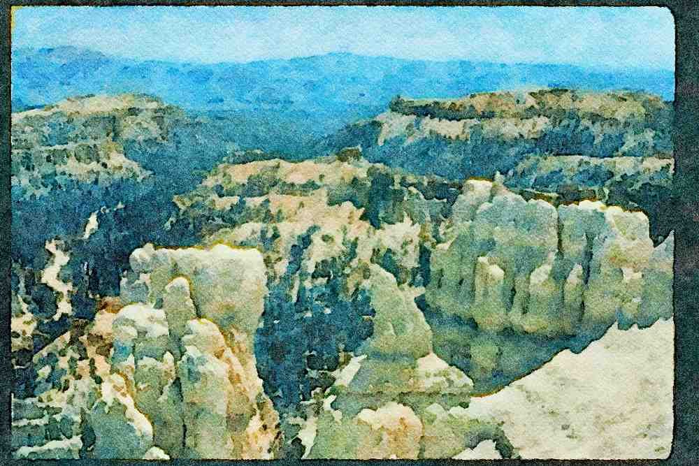 American Landscapes 038010 Red And Buff Landscape Bryce National Park A4 Limited Edition Watercolour Print