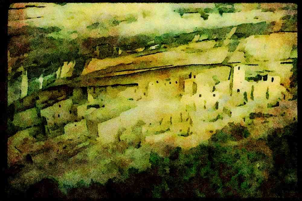 American Landscapes 038058 Cliff Palace Mesa Verde National Park A4 Limited Edition Watercolour Print