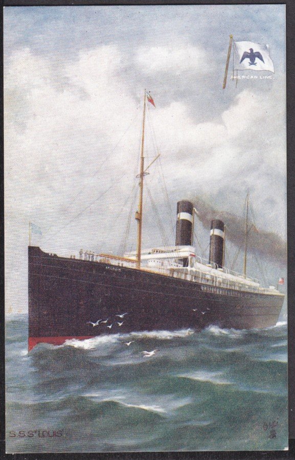 American Line Celebrated Liners Ss St Louis St Sea Vintage A4 Photo Print