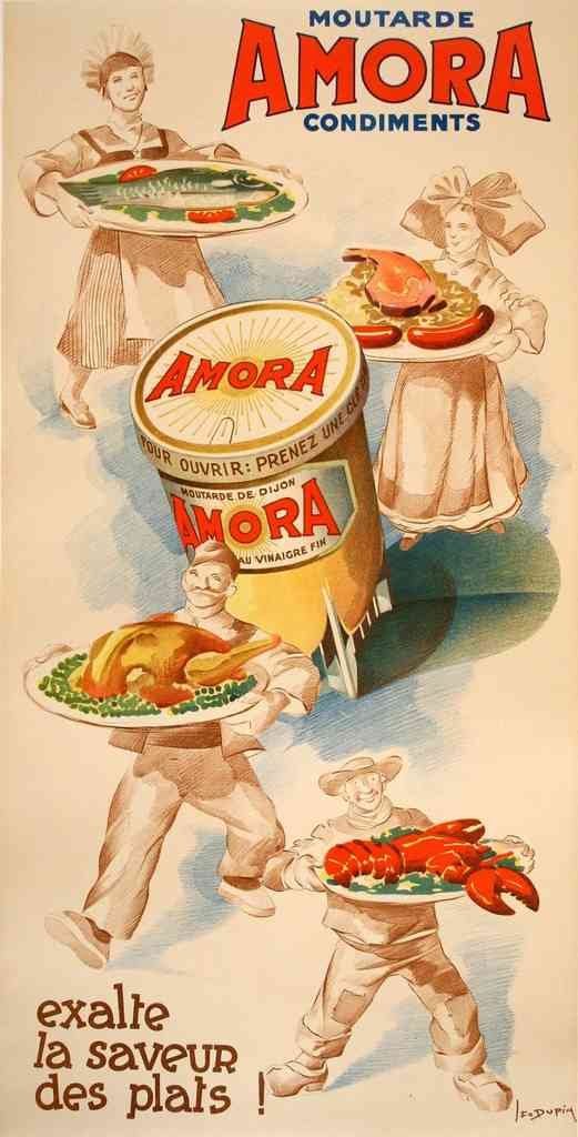 Amora Moutarde Condiments 1 1930S French Food Leon Dupin advert A4 Photo Print