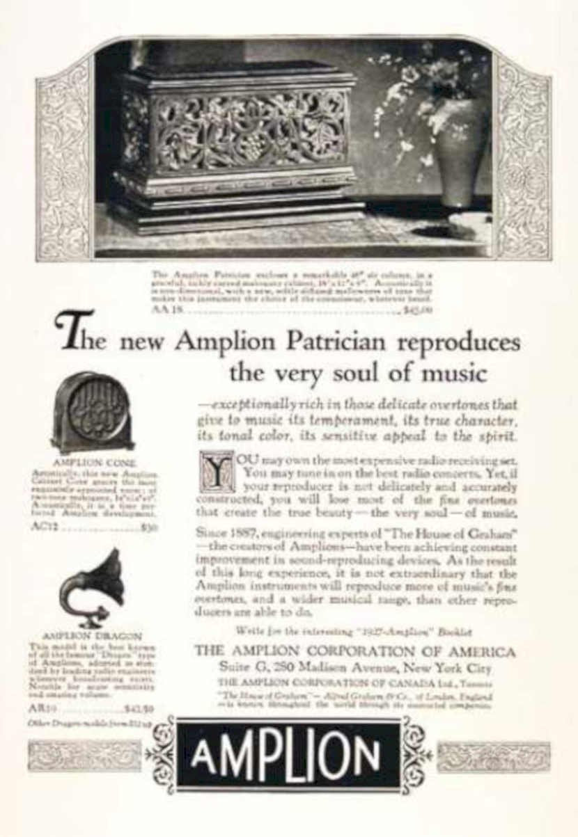 Amplion Phonograph 1920s Vintage Retro Advert Ads A4 Photo Print
