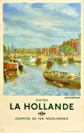 Amsterdam Canal Boats Vintage Retro Advert Poster A4 Photo Print