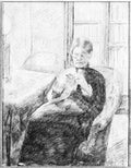 An old woman knitting by Cassatt A4 Photo Print