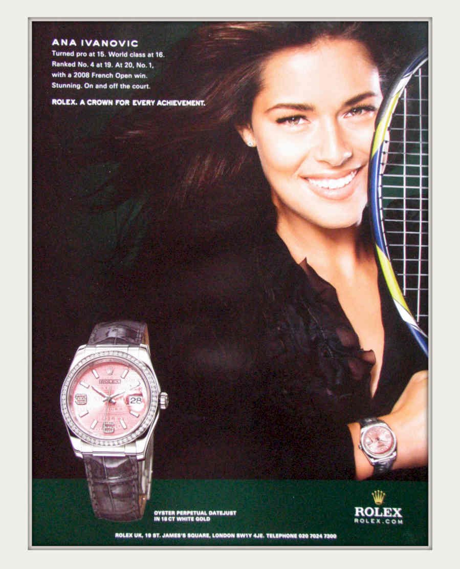 Ana Ivanovic Rolex Vintage Retro Advert Poster A4 Photo Print