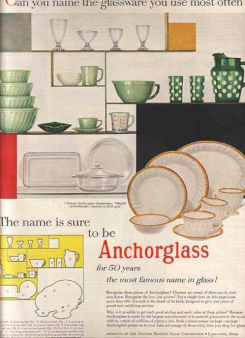 Anchorglass Glassware Plates Vintage Retro Advert Ads A4 Photo Print