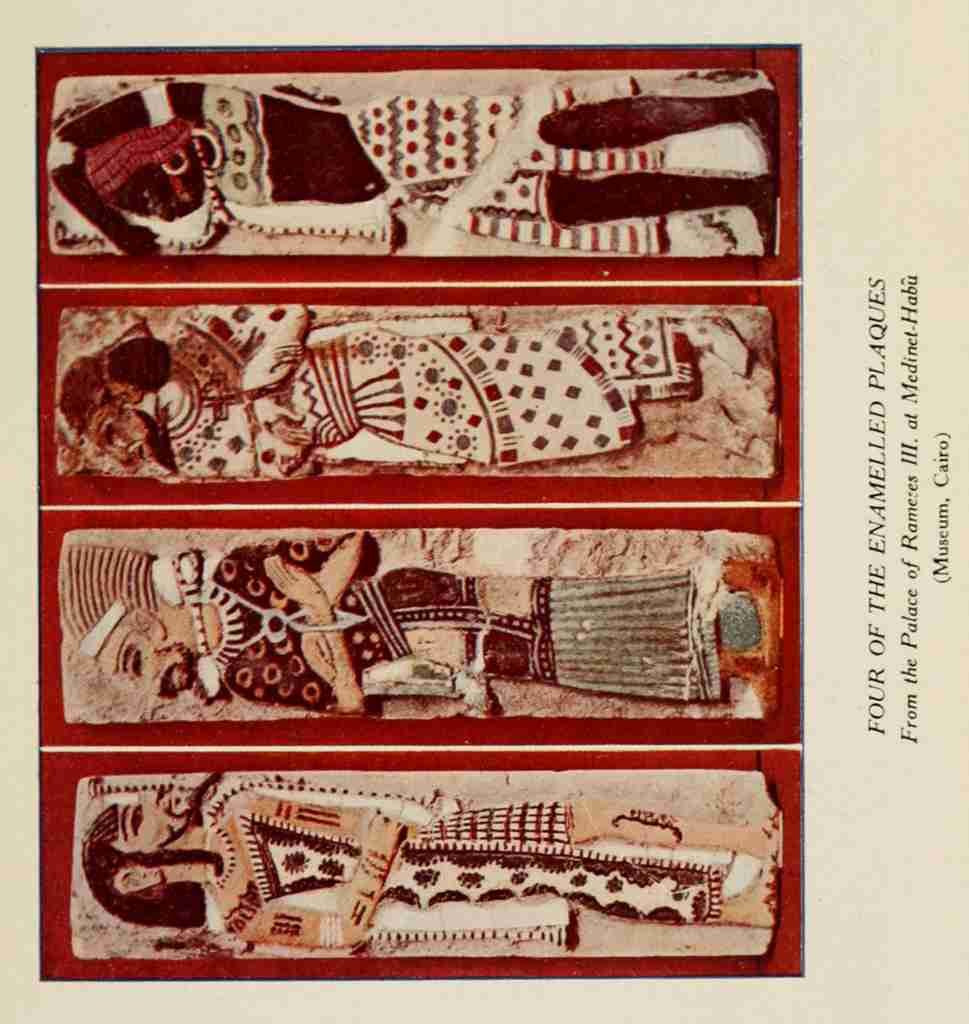Ancient Art in Egypt 1912 Four enamelled plaques A4 Photo Print