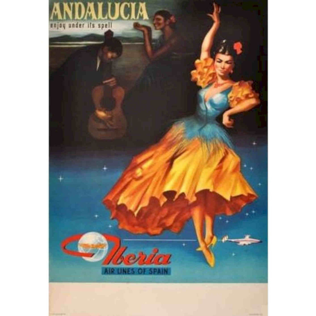 Andalucia Iberia Spanish Airline Vi Vintage Retro Advert Poster A4 Photo Print