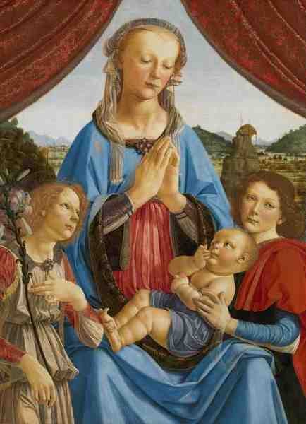 Andrea Del Verrocchio And Assistant Lorenzo Di Credi) The Virgin And Child With Two Angels A4 Photo Print