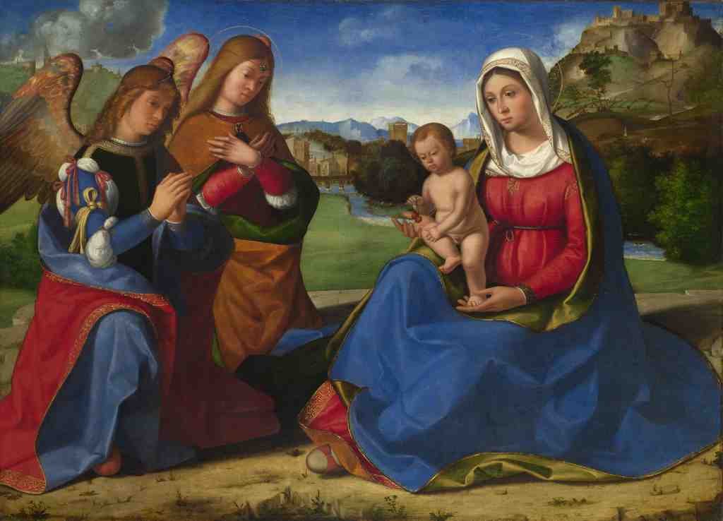 Andrea Previtali The Virgin and Child adored by Two Angels A4 Photo Print