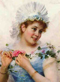 Andreotti Federico A Young Girl With Roses A4 Photo Print