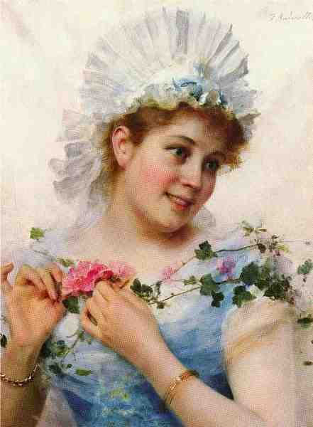 Andreotti Federico A Young Girl With Roses A4 Photo Print