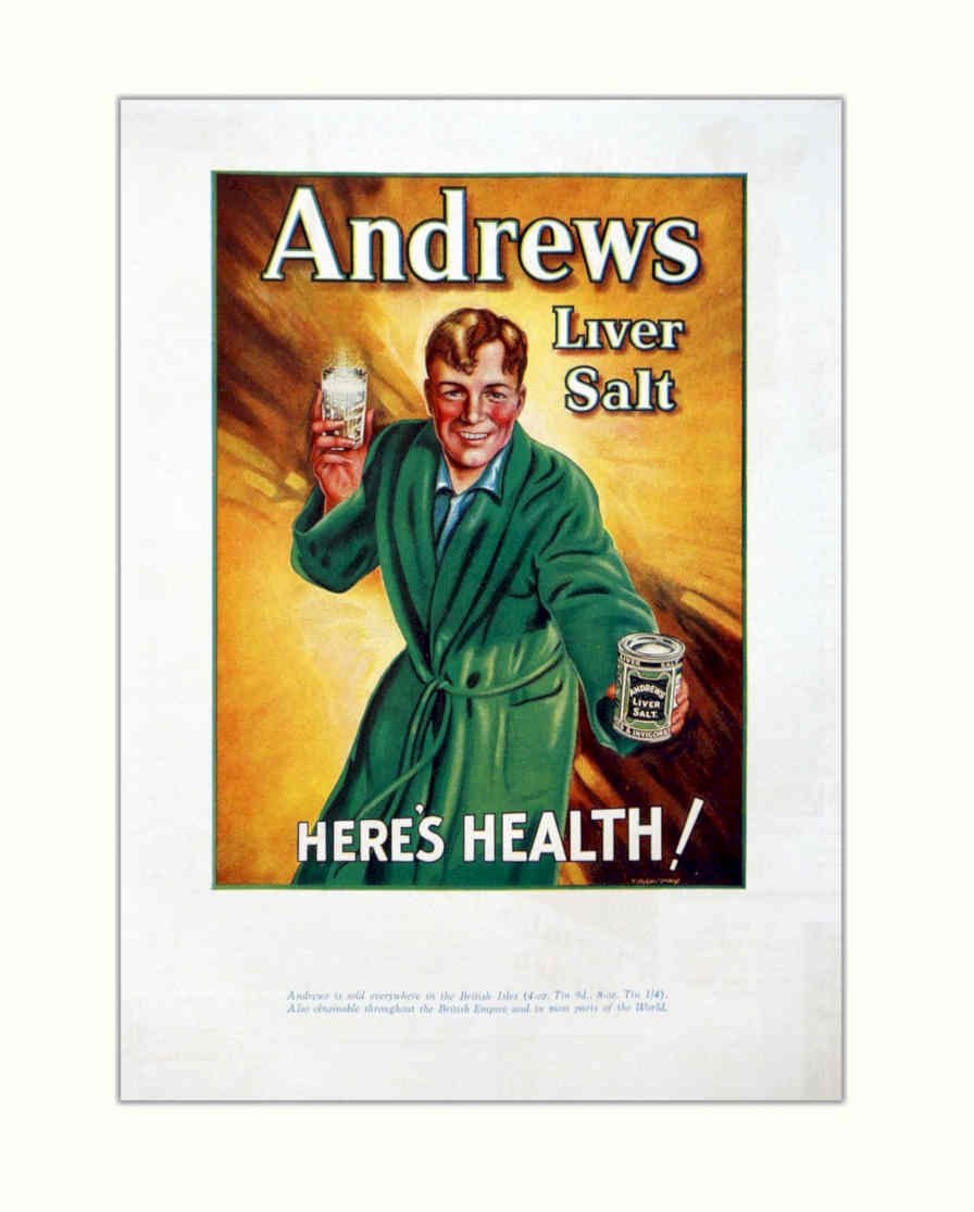 Andrews Liver Salt 2 Vintage Retro Advert Poster A4 Photo Print