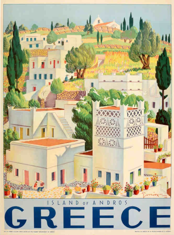 Andros Island Greece Vintage Retro Advert Poster A4 Photo Print
