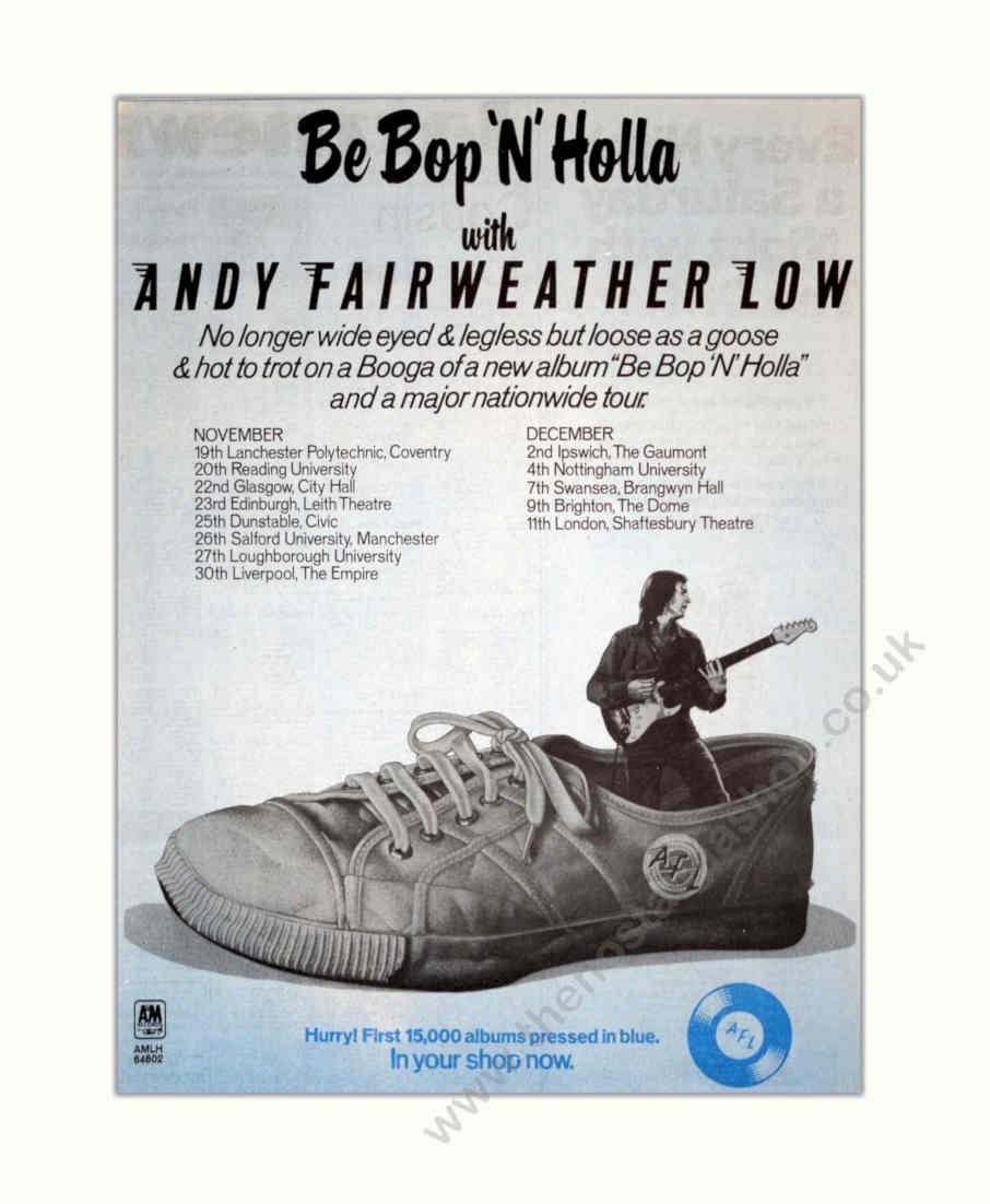Andy Fairweather Sneaker Vintage Retro Advert Poster A4 Photo Print