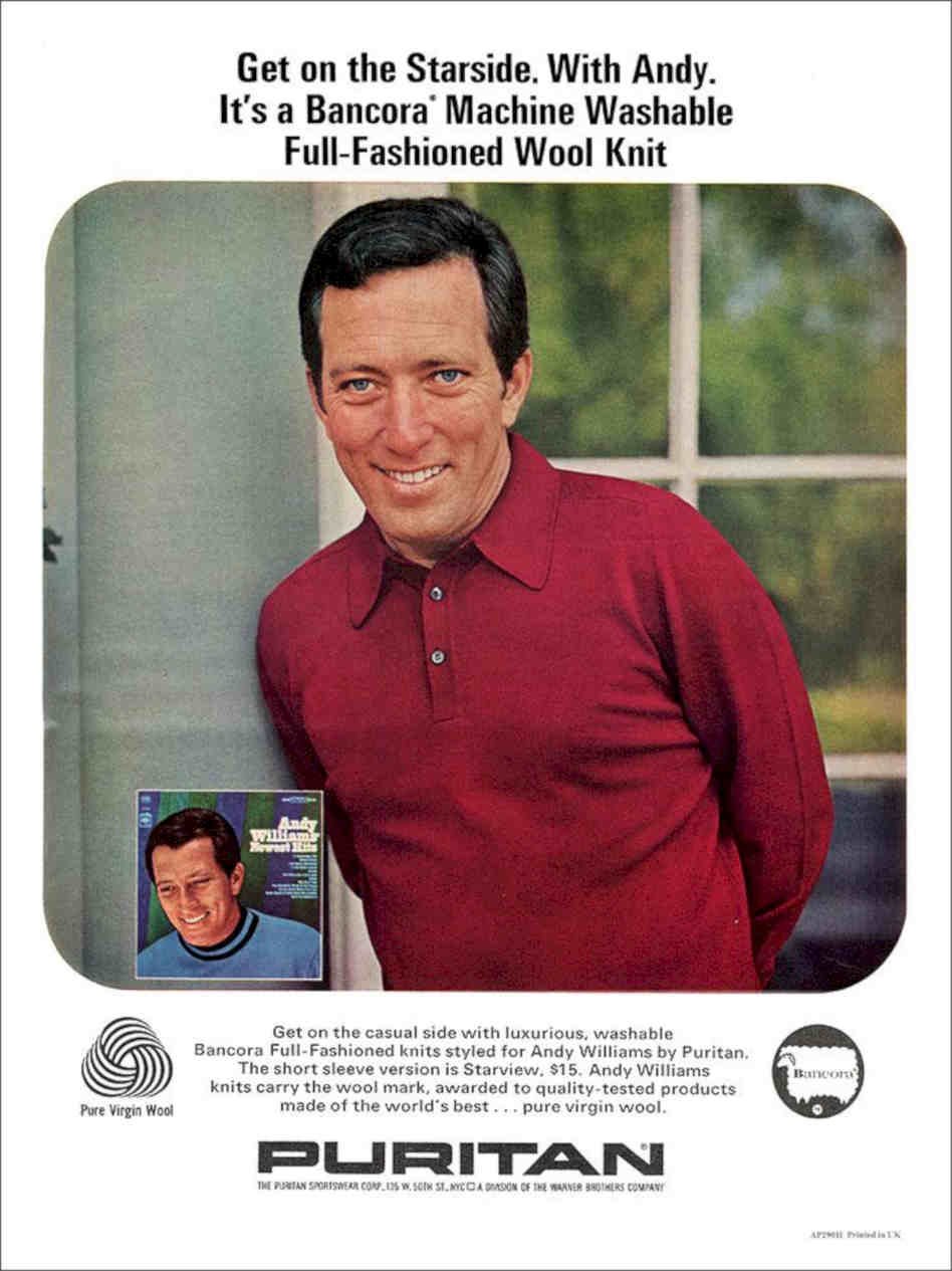 Andy Williams Puritan Sweaters Vintage Retro Advert Poster A4 Photo Print