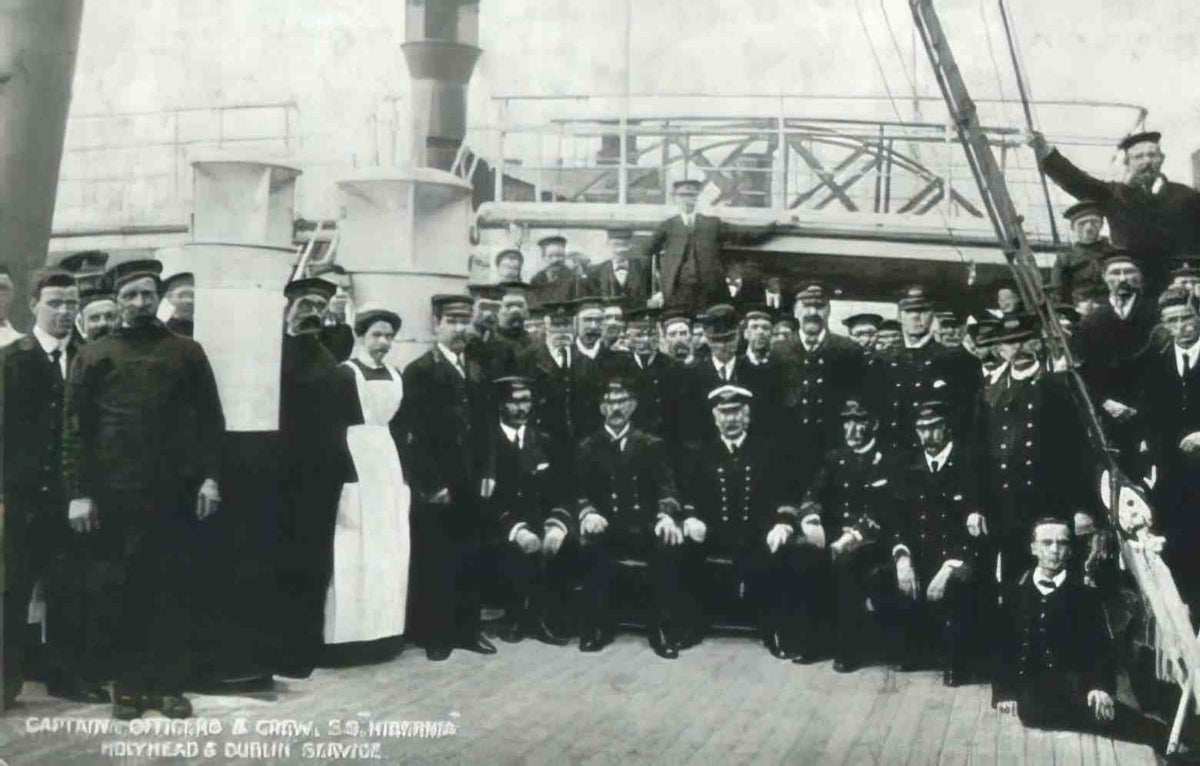 Anglesey Holyhead Crew of the SS Hibernia II Vintage A4 Photo Print