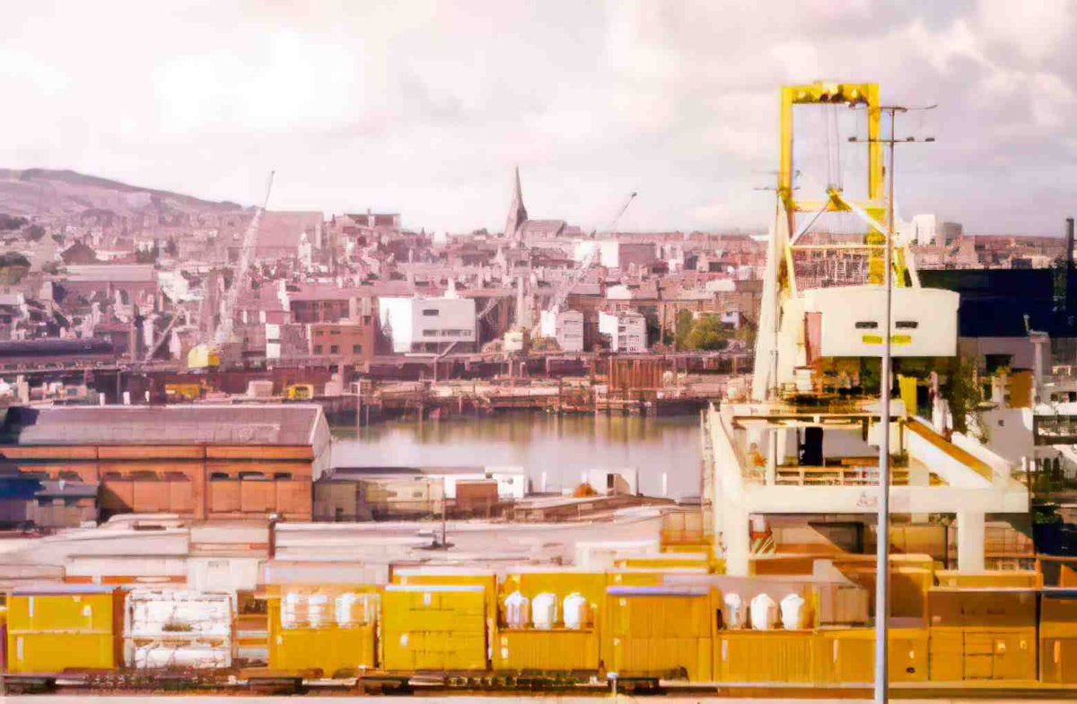 Anglesey Holyhead Freightliner Terminal and St Seiriols Church Vintage A4 Photo Print