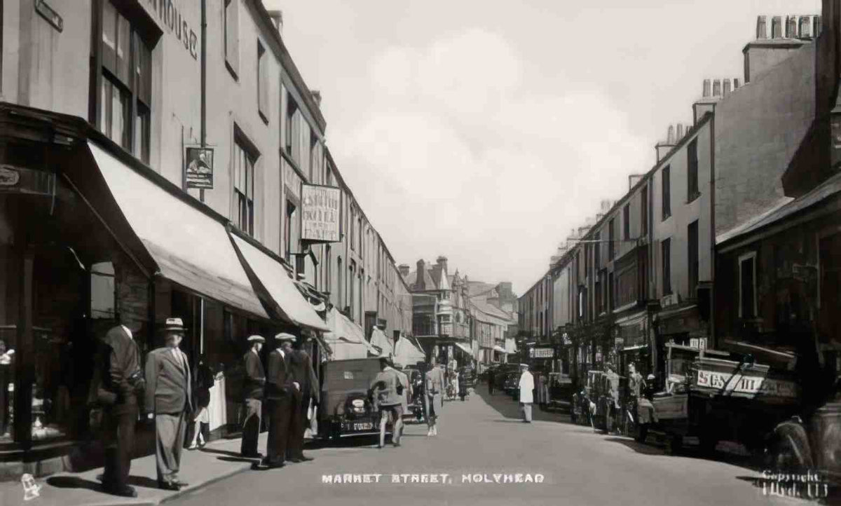 Anglesey Holyhead Market Street 1930s Vintage A4 Photo Print